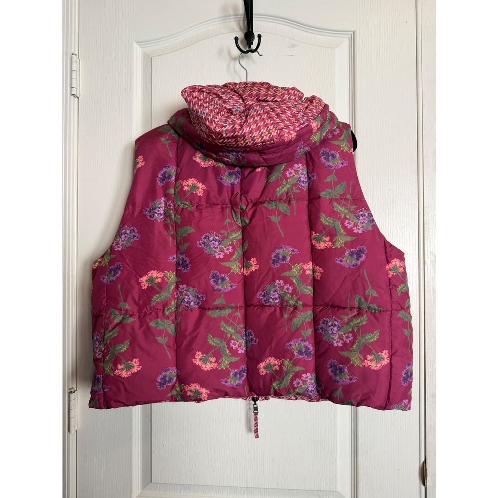 Sundance Tundra Bloom Reversible Puffer Vest Hooded Floral Houndstooth XXL - Picture 9 of 15